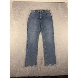 womens khy jeans‎ 30 classis straight leg jeans fray raw hemmed wash high rise